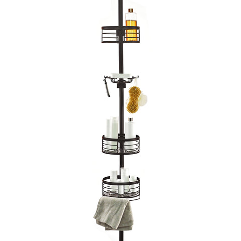 Loft97 PC4XX Rust-Resistant Tension Pole Shower Caddy, 3 Shelves