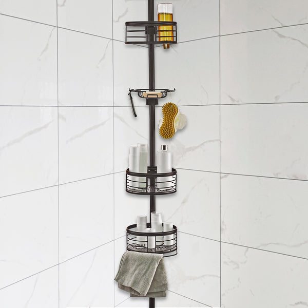 Loft97 PC4XX Rust-Resistant Tension Pole Shower Caddy, 3 Shelves