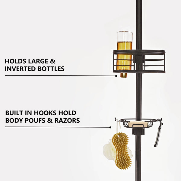 Loft97 PC4XX Rust-Resistant Tension Pole Shower Caddy, 3 Shelves