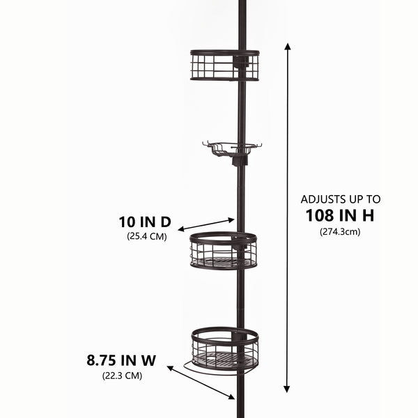 Loft97 PC4XX Rust-Resistant Tension Pole Shower Caddy, 3 Shelves