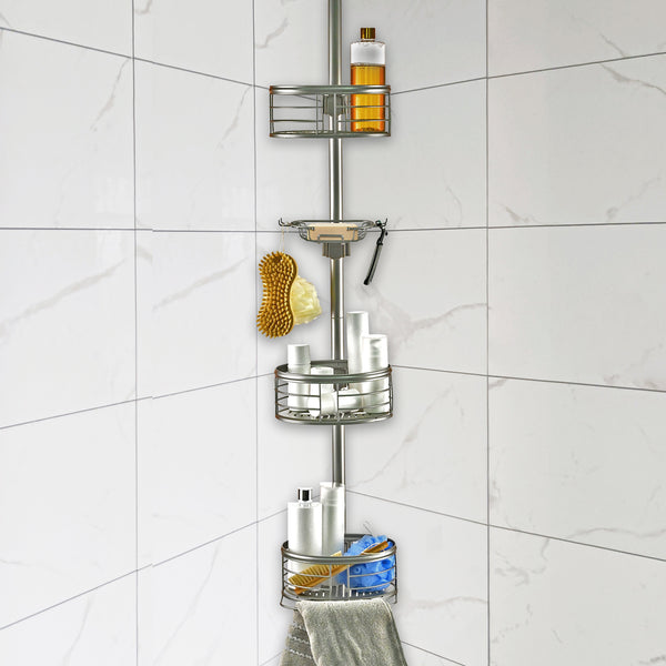 Loft97 PC4XX Rust-Resistant Tension Pole Shower Caddy, 3 Shelves