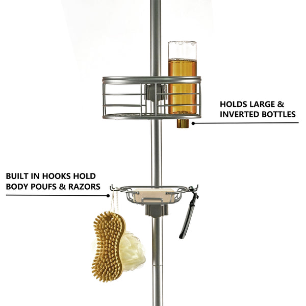 Loft97 PC4XX Rust-Resistant Tension Pole Shower Caddy, 3 Shelves