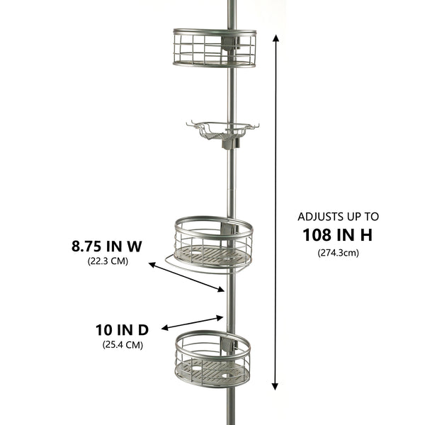 Loft97 PC4XX Rust-Resistant Tension Pole Shower Caddy, 3 Shelves