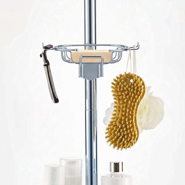Loft97 PC4XX Tension Pole Shower Caddy Corner Organizer, Adjustable Standing Shower Caddy with 3 Removable Baskets and Hooks, Rust Resistant Bathroom Tension Rod Organizer, 60.5 to 108 Inch
