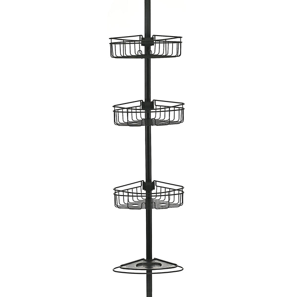 Loft97 PC5XX 4 Tier Steel Tension Pole Shower Caddy with 3 Baskets & Soap Tray Shelf