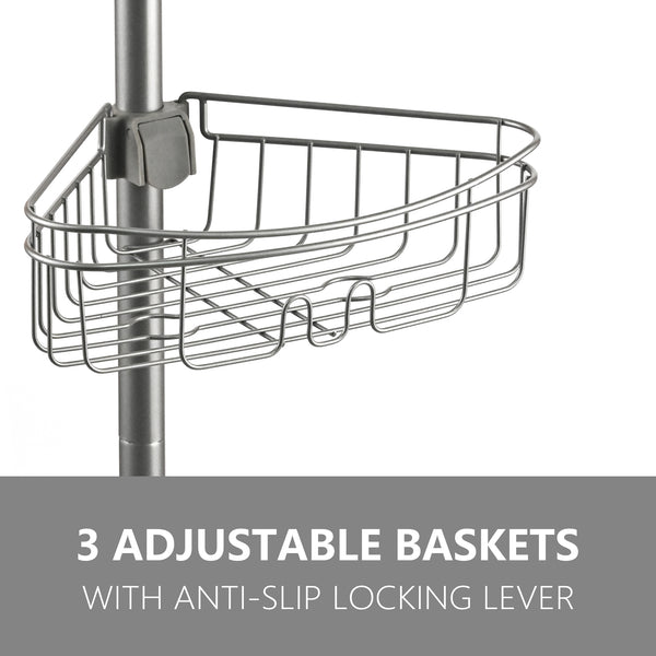 Loft97 PC5XX 4 Tier Steel Tension Pole Shower Caddy with 3 Baskets & Soap Tray Shelf