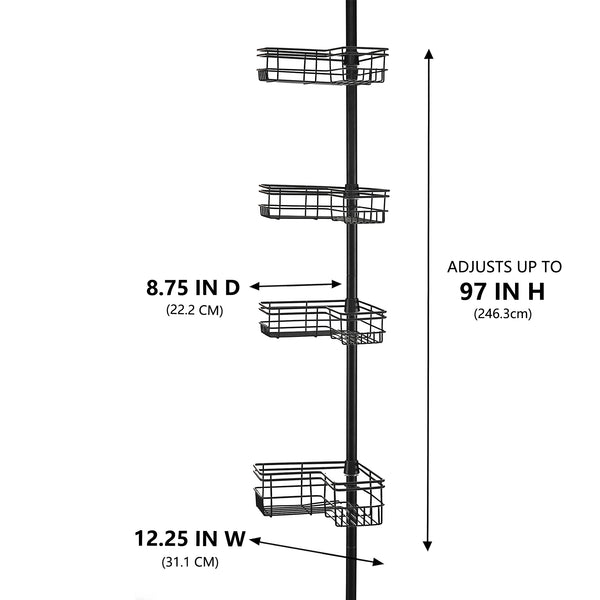 Loft97 PC6XX Rust-Resistant Shower Tension Pole Caddy, 4 Shelves