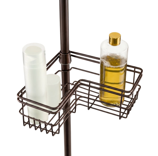 Loft97 PC6XX Tension Pole Shower Caddy Corner Organizer, Adjustable Standing Shower Caddy with 4 Removable Baskets, Rust Resistant Bathroom Tension Rod Organizer, 60 to 97 Inch