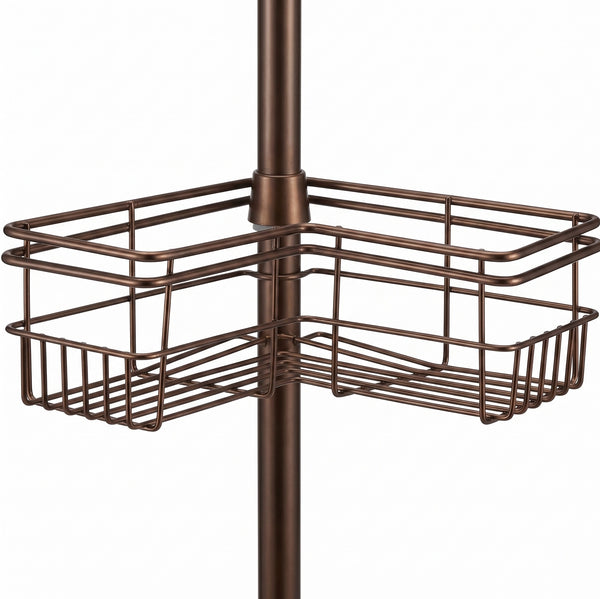 Loft97 PC6XX Tension Pole Shower Caddy Corner Organizer, Adjustable Standing Shower Caddy with 4 Removable Baskets, Rust Resistant Bathroom Tension Rod Organizer, 60 to 97 Inch
