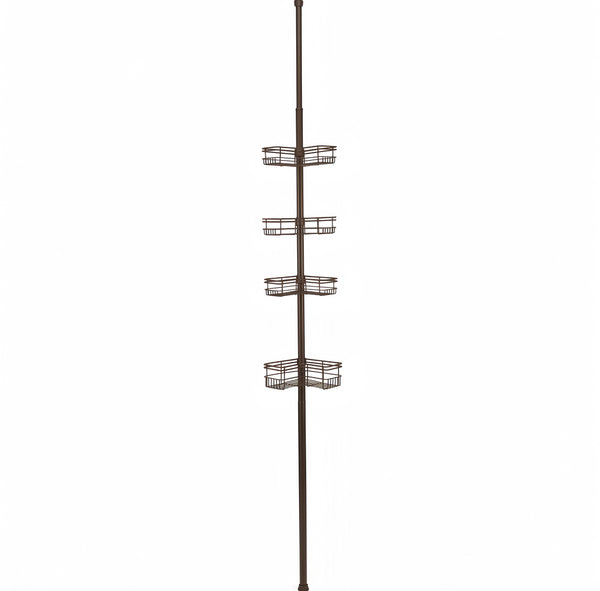 Loft97 PC6XX Tension Pole Shower Caddy Corner Organizer, Adjustable Standing Shower Caddy with 4 Removable Baskets, Rust Resistant Bathroom Tension Rod Organizer, 60 to 97 Inch