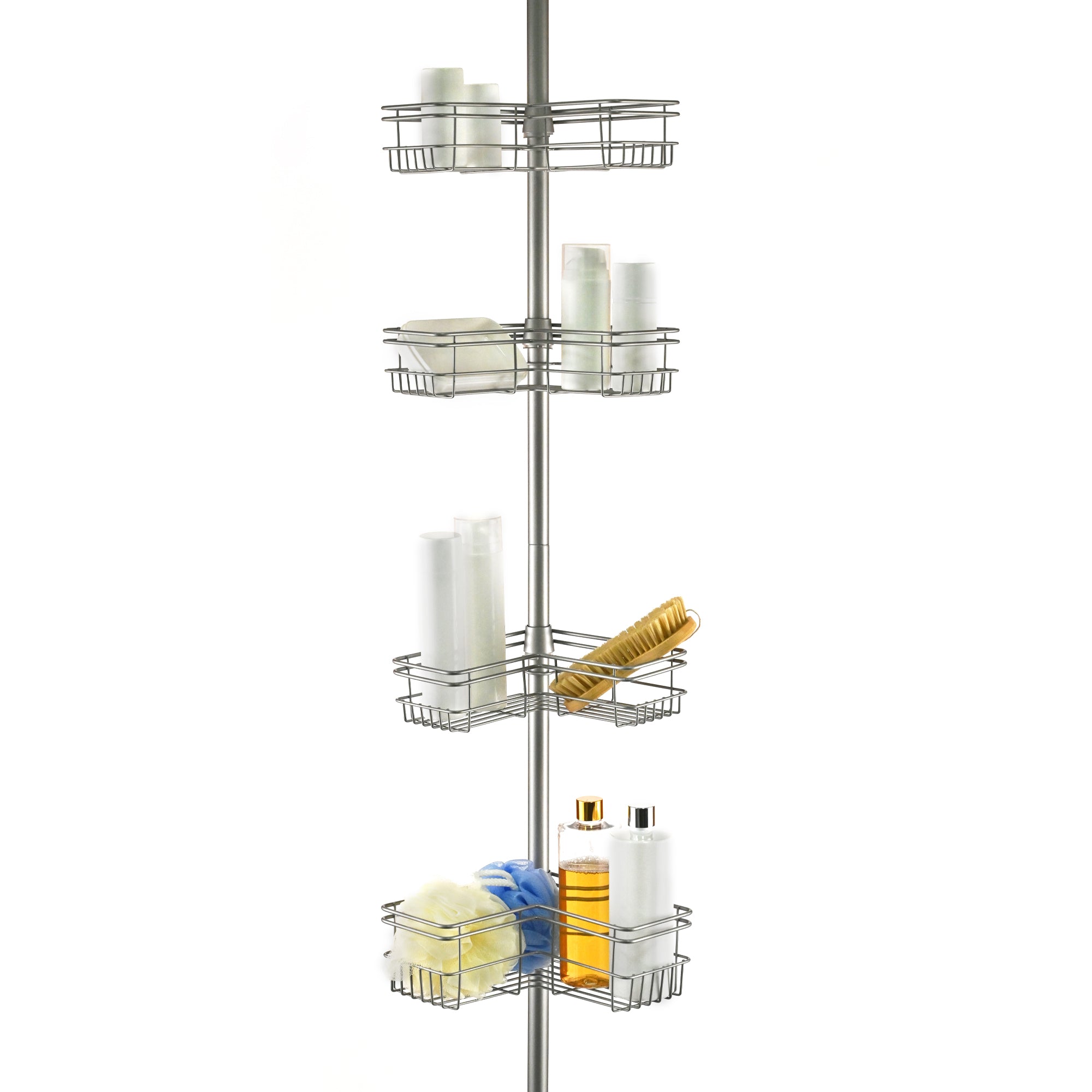 Loft97 PC6XX Rust-Resistant Shower Tension Pole Caddy, 4 Shelves