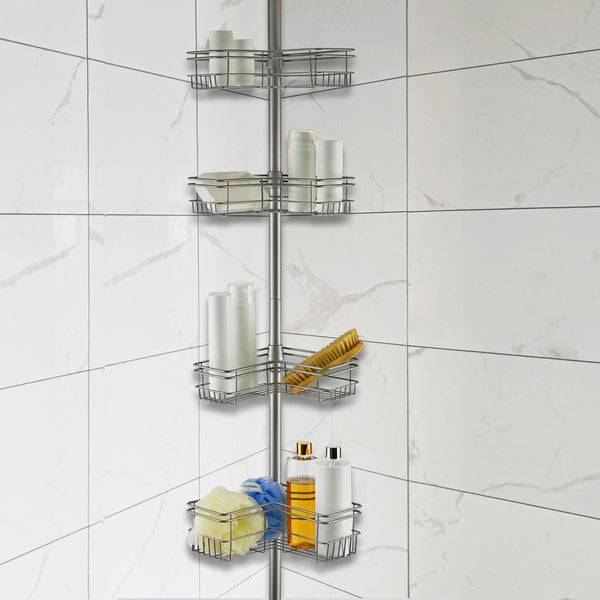 Loft97 PC6XX Rust-Resistant Shower Tension Pole Caddy, 4 Shelves