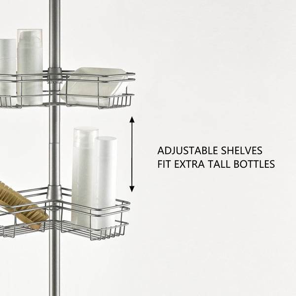 Loft97 PC6XX Rust-Resistant Shower Tension Pole Caddy, 4 Shelves