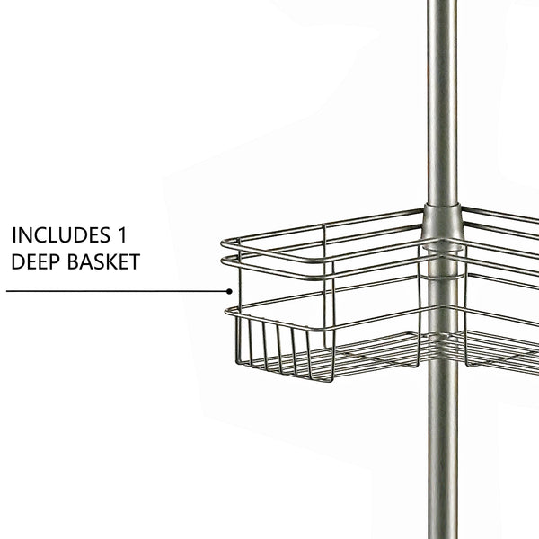 Loft97 PC6XX Rust-Resistant Shower Tension Pole Caddy, 4 Shelves