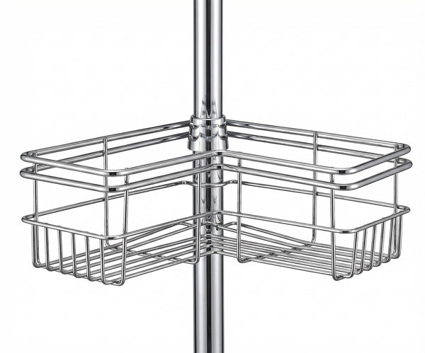 Loft97 PC6XX Tension Pole Shower Caddy Corner Organizer, Adjustable Standing Shower Caddy with 4 Removable Baskets, Rust Resistant Bathroom Tension Rod Organizer, 60 to 97 Inch