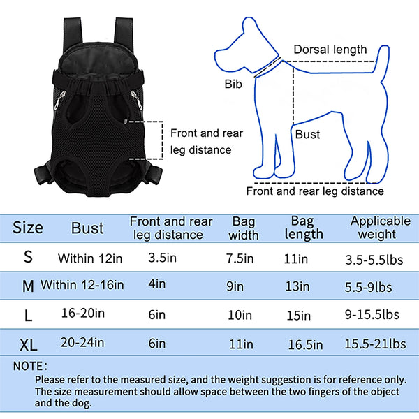 Loft97 PTXBK Pet Carrier Backpack, Legs Out Pet Traveling Backpack, Easy-Fit, Adjustable Front Cat Dog Carrier Backpack, Small Medium Dogs Cats Puppies Chest Carrier for Hiking Camping Outdoor, Black