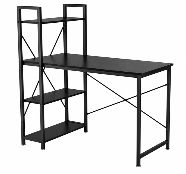 Loft97 SH73/74XX SmartSpace Series Computer Desk with Storage Shelves, 47 Inch Home Office Desk, Reversible Bookshelf Design, Study, Gaming & Workstation Desk