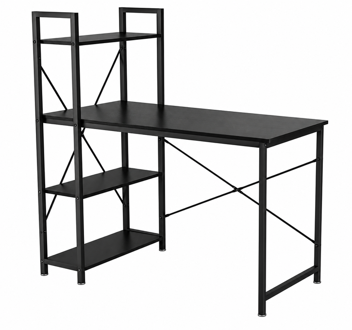 Loft97 SH73/74XX SmartSpace Series Computer Desk with Storage Shelves, 47 Inch Home Office Desk, Reversible Bookshelf Design, Study, Gaming & Workstation Desk