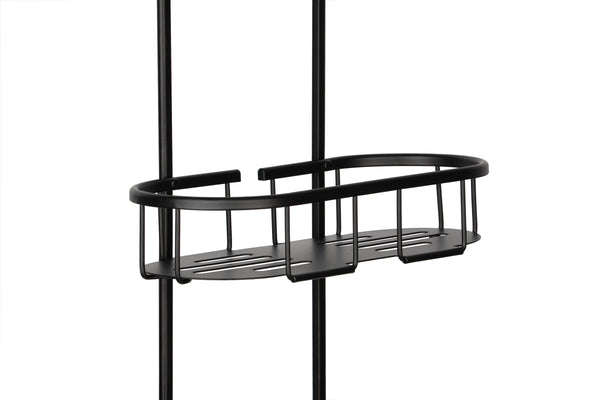 Loft97 SHC13BK Rustproof Aluminum Shower Caddy for Shower Heads - Hanging Shower Caddy Organizer with 2 Shelves, Overhead Shower Caddy for Bathroom & Home, Includes shower hooks and shower liner - Matte Black Finish