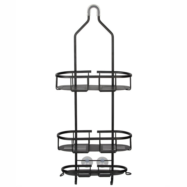 Loft97 SHC14BK Rustproof Aluminum Shower Caddy for Shower Heads - Hanging Shower Caddy Organizer with 3 Shelves for Bathroom & Home, Includes shower hooks and shower liner - Matte Black Finish