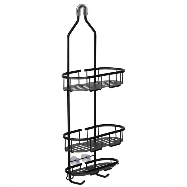 Loft97 SHC14BK Rustproof Aluminum Shower Caddy for Shower Heads - Hanging Shower Caddy Organizer with 3 Shelves for Bathroom & Home, Includes shower hooks and shower liner - Matte Black Finish