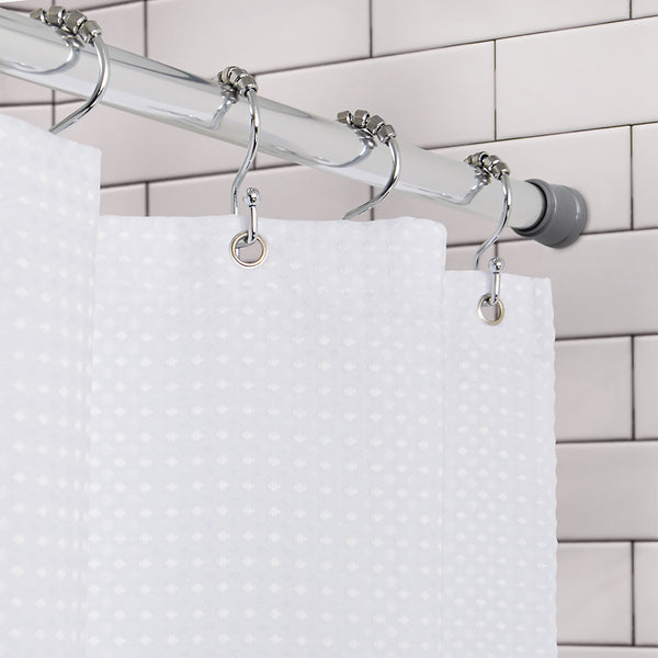 Loft97 T42SS 40-Inch Shower Curtain Tension Rod - Rust-Proof Aluminum with PVC End Cap, No Drill Installation - Extendable, Ideal for Bathroom, Retractable, Wall-to-Wall - Easy to Hang, Chrome Finish