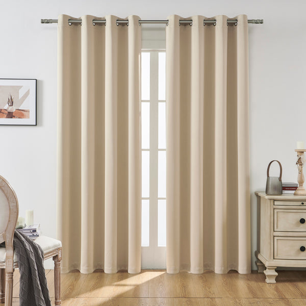 Loft97 WC1XX Solid Blackout Window Curtains for Bedrooms and Living Rooms, Polyester Curtains, 2 Panels Set 52" W × 96" L