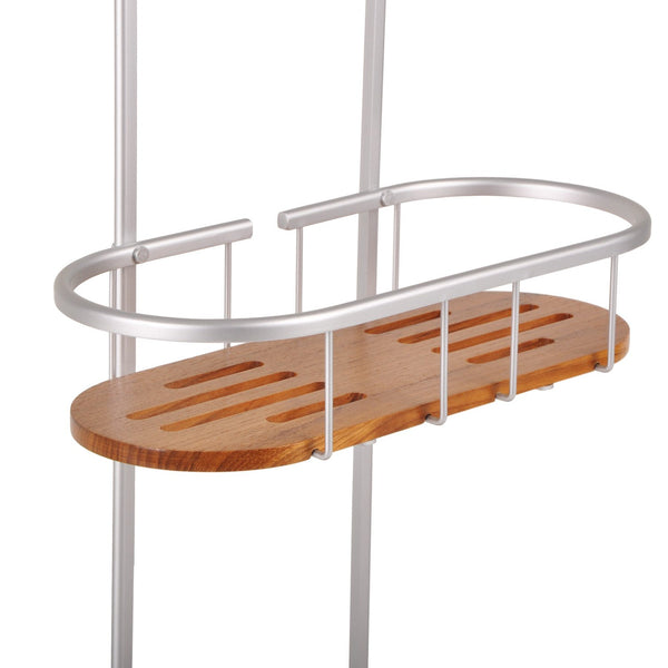 Loft97 SHC6XX Tia Rustproof Over the Shower Caddy, 3 Teak Shelves