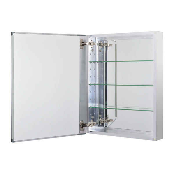 Loft97 MC2AL Frameless 24inch x 30inch Rustproof Medicine Cabinet, Mirrored Sides, Recess Or Surface Mount, Silver