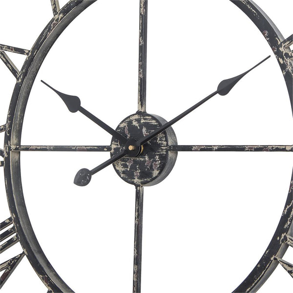 Loft97 CL0008PABK014 Oversize Roman Round Wall Clock, 30", Distressed Black