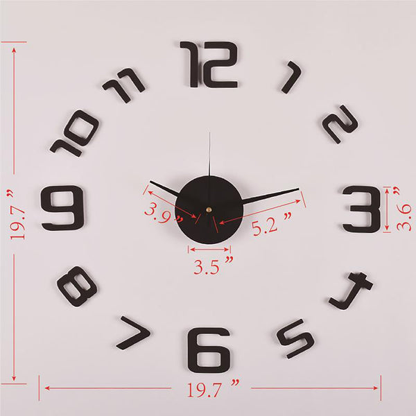 Loft97 3D Frameless Wall Clock, 20" Flexible Size, Black