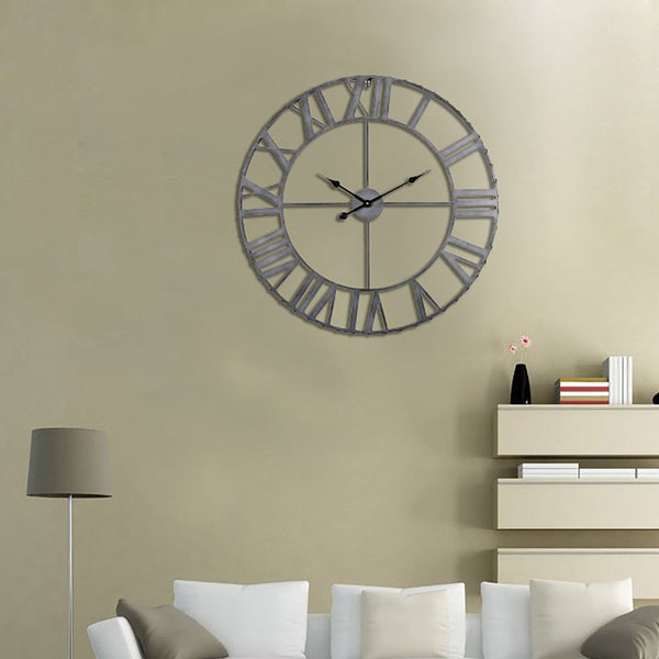 Loft97 CL0024PAGY014 Rivet Edge Roman Industrial Wall Clock, 32" Diameter, Pewter