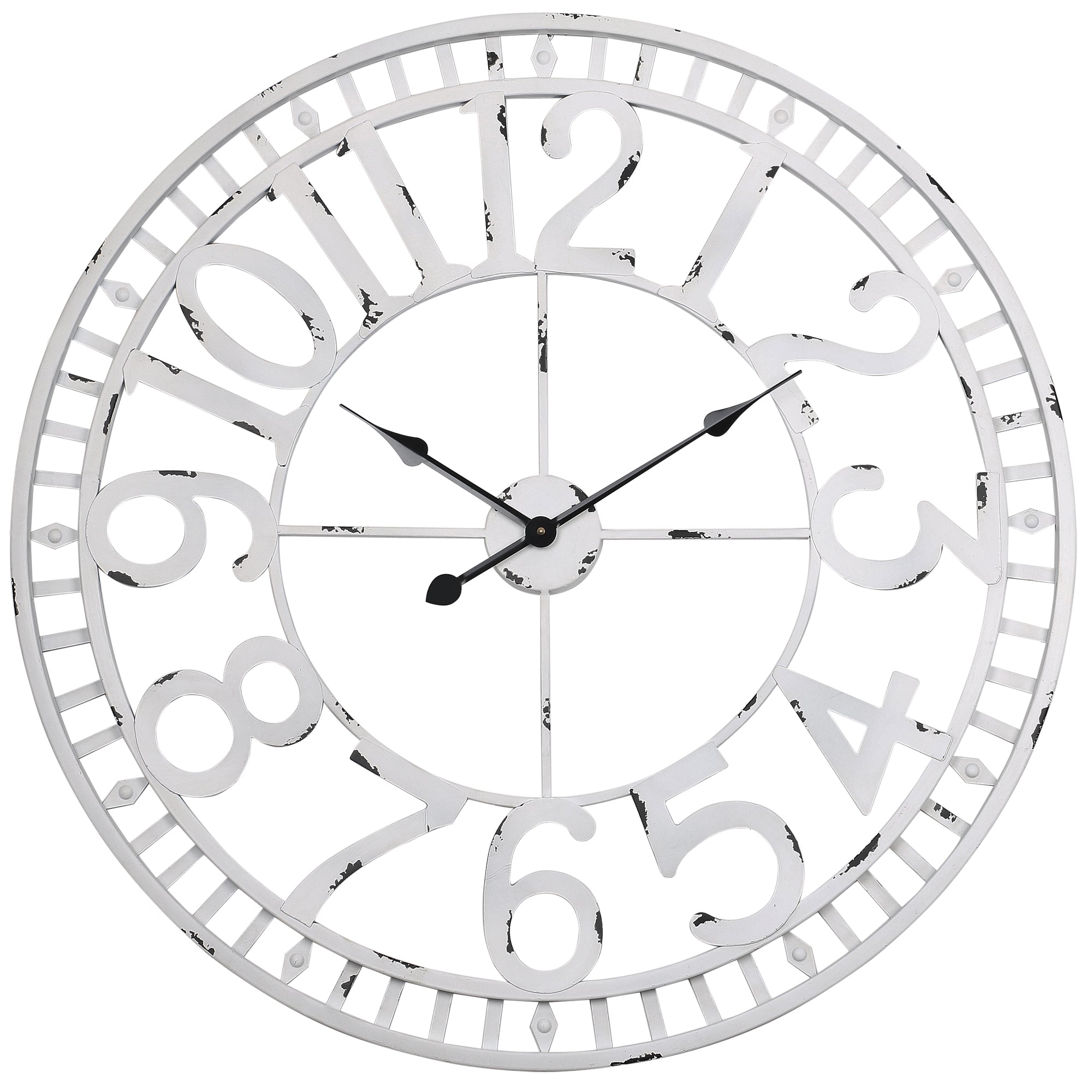 Loft97 CL23WW Manhattan Industrial Wall Clock, Analog, White, 32