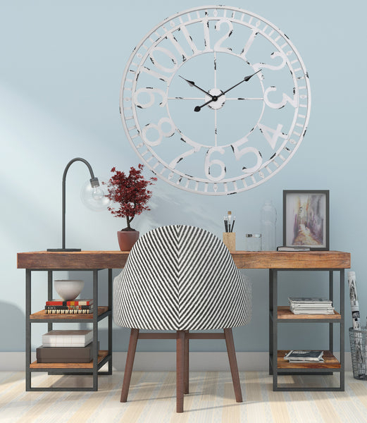Loft97 CL23WW Manhattan Industrial Wall Clock, Analog, White, 32"