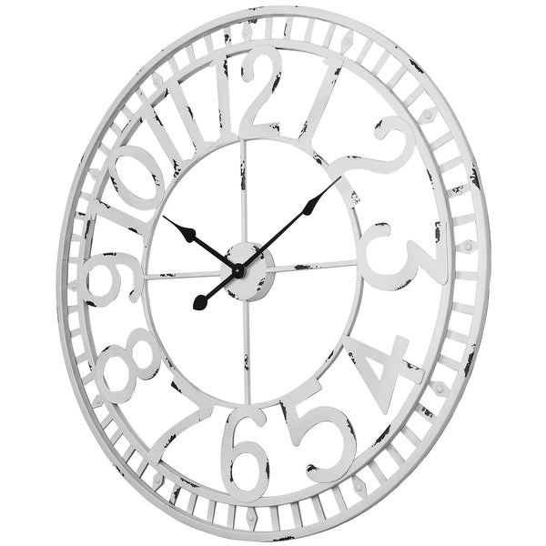 Loft97 CL23WW Manhattan Industrial Wall Clock, Analog, White, 32"