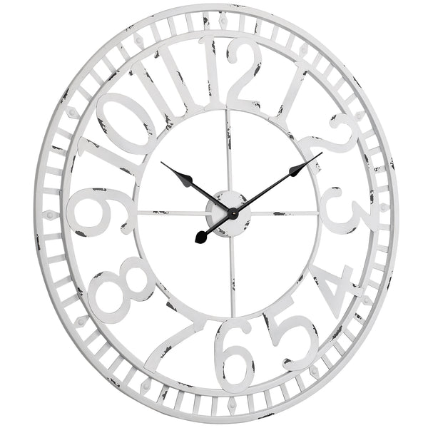 Loft97 CL23WW Manhattan Industrial Wall Clock, Analog, White, 32"