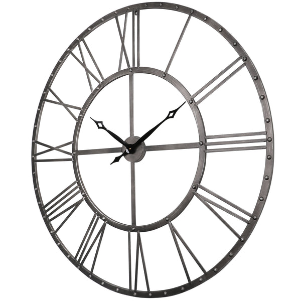 Loft97 CL25GY Rivet Roman Industrial Oversize Wall Clock, Gray, 45"