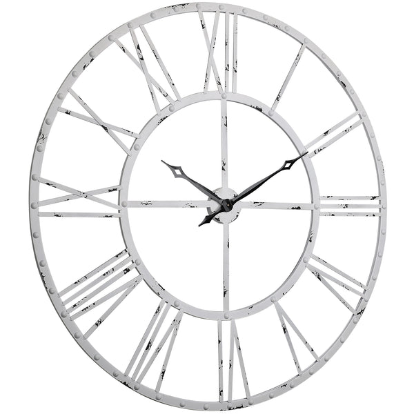 Loft97 CL25WW Rivet Roman Industrial Oversize Wall Clock, White, 45"