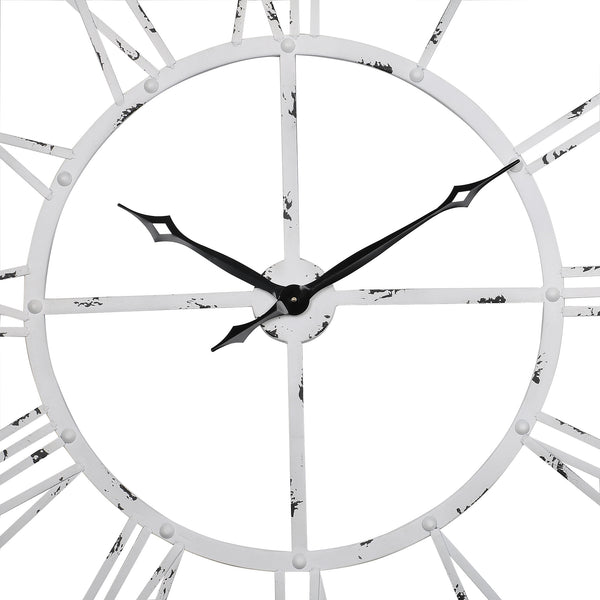 Loft97 CL25WW Rivet Roman Industrial Oversize Wall Clock, White, 45"