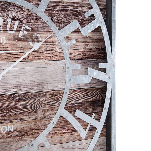 Loft97 Oversize Roman Square Wall Clock, 24" Diameter Clock Face, Multi-Tone Wood Finish