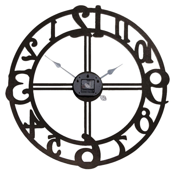 Loft97 CL34BK Oversize Roman Round Wall Clock, 28" Diameter, Multi-Tone Wood Finish