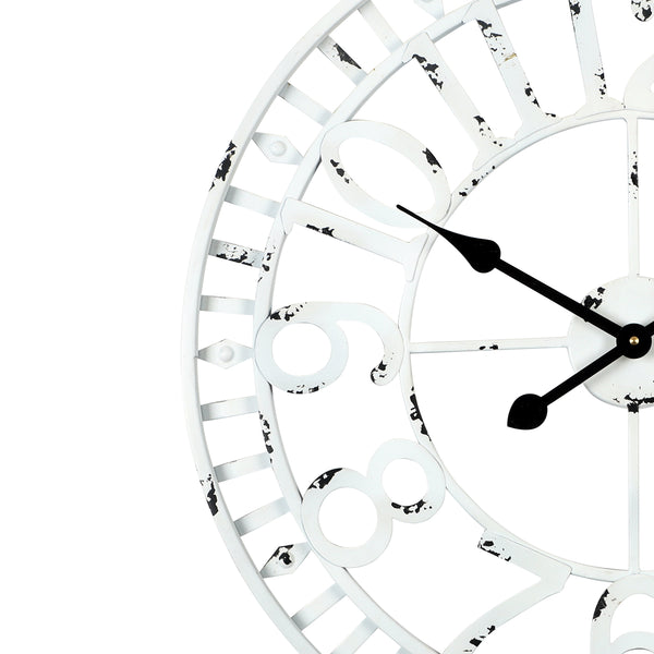 Loft97 CL39WW Manhattan Industrial Wall Clock, Analog, White, 24"