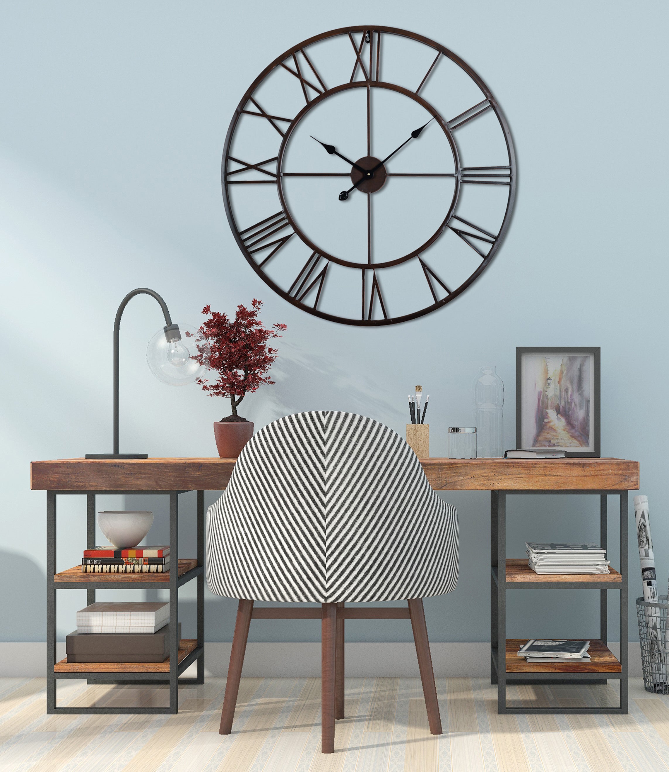 Loft97 CL42XX Oversized Roman Round Wall Clock, 27