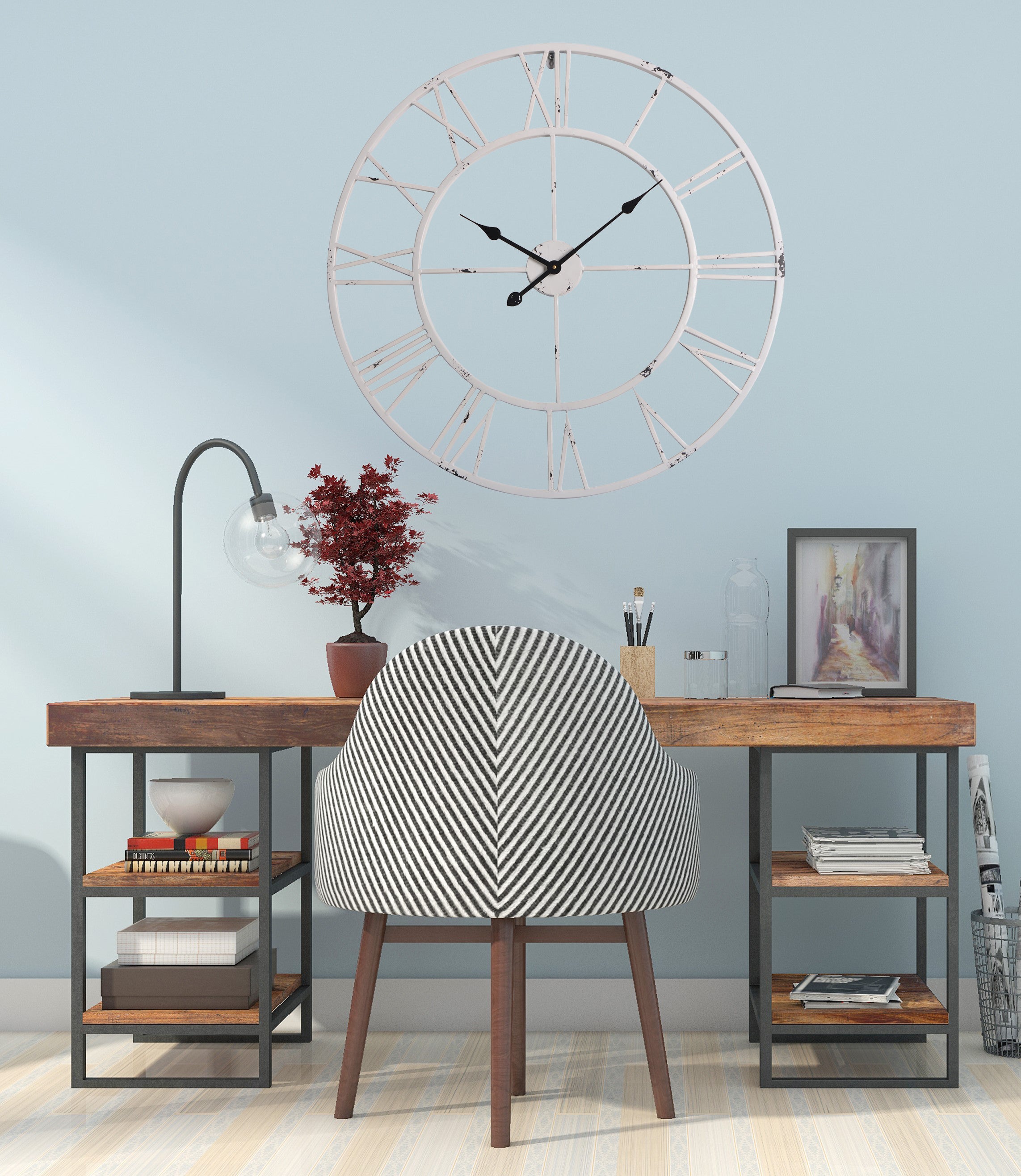 Loft97 CL42XX Oversized Roman Round Wall Clock, 27