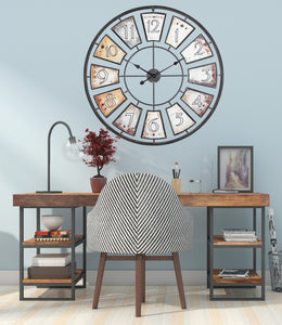 Loft97 CL44ML 35" Metal Wall Clock with Black Frame and Colored Panels