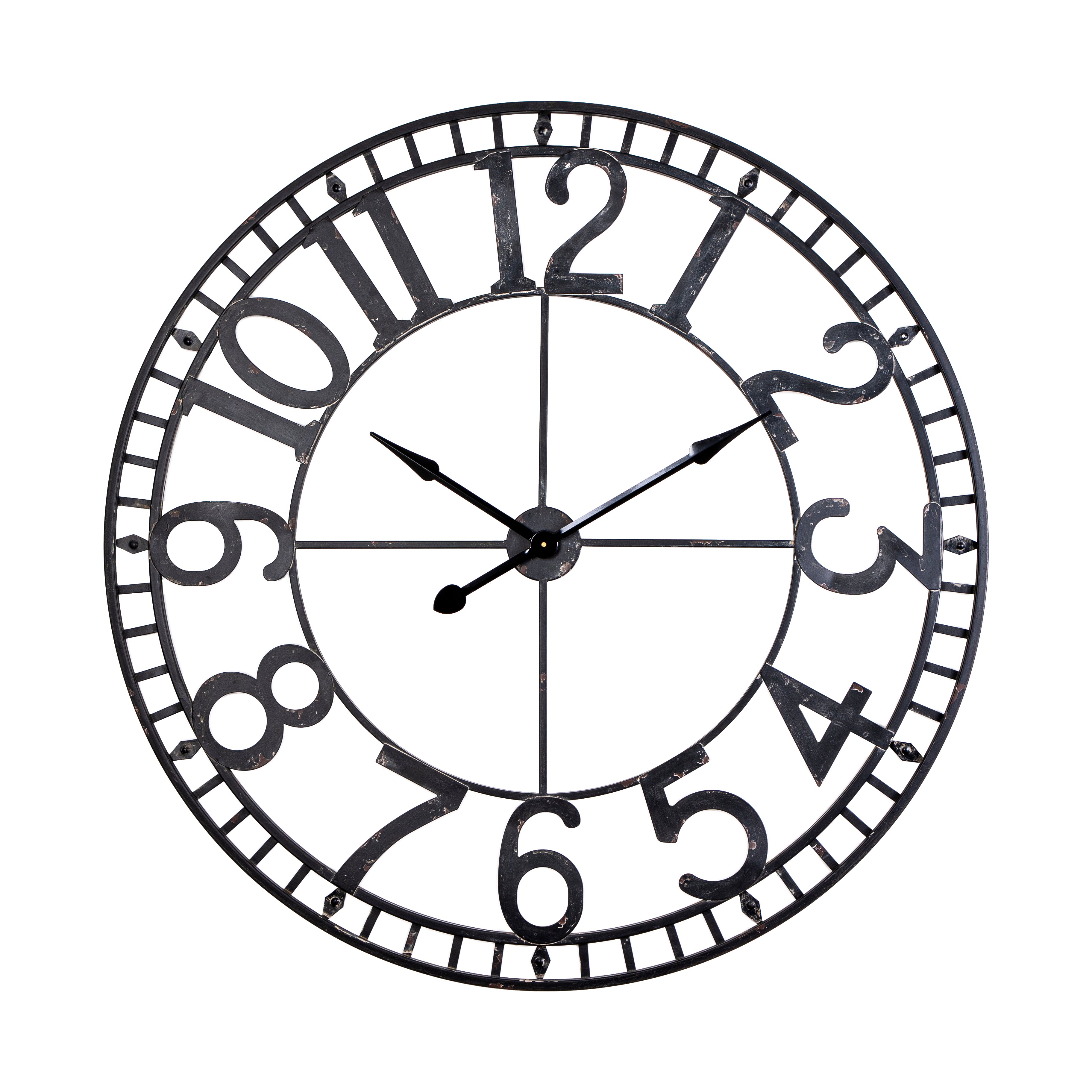 Loft97 CL56BK Manhattan Industrial Wall Clock, Analog, Black, 32