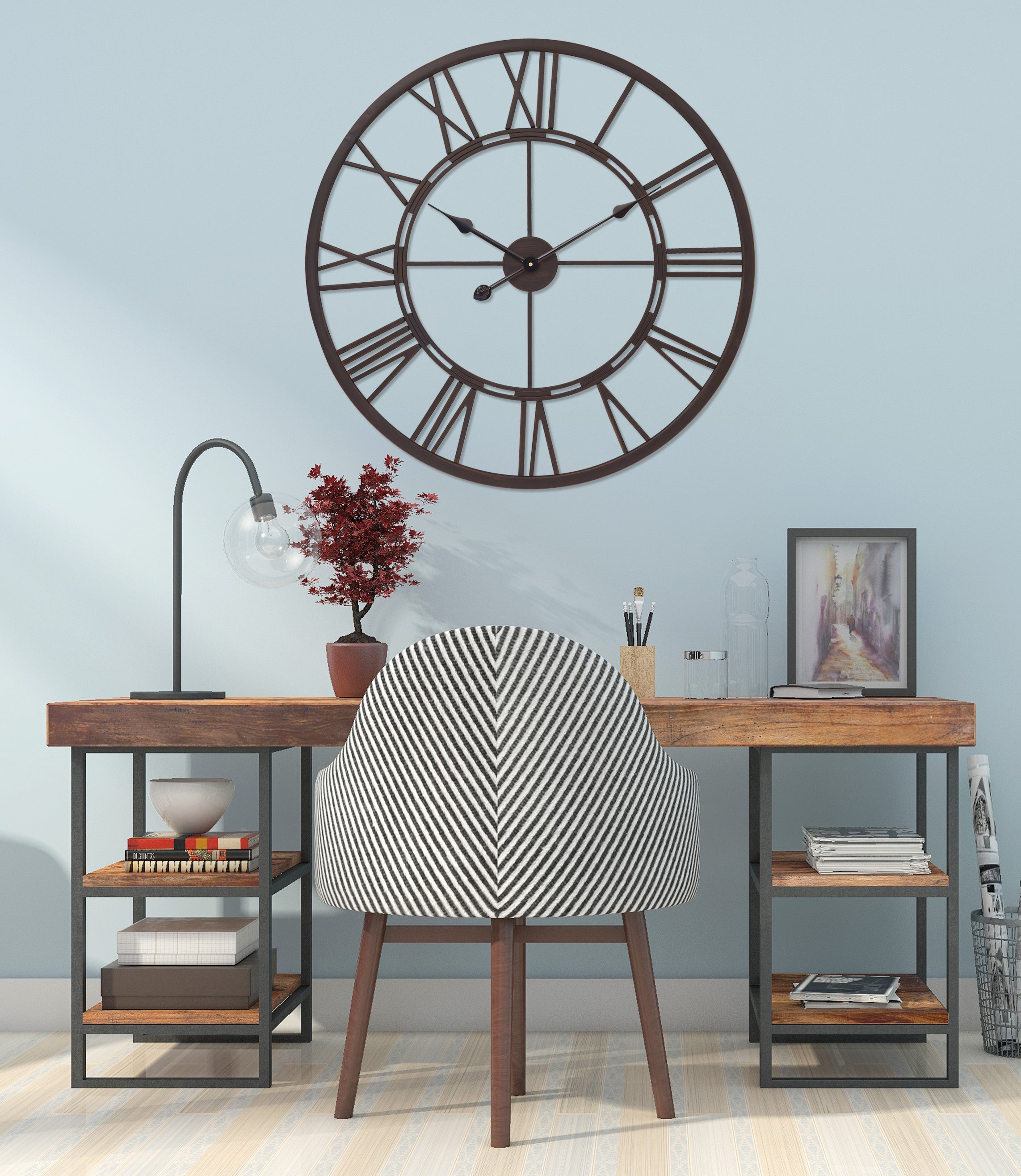 Loft97 CL6XX Oversized Roman Round Wall Clock, 27