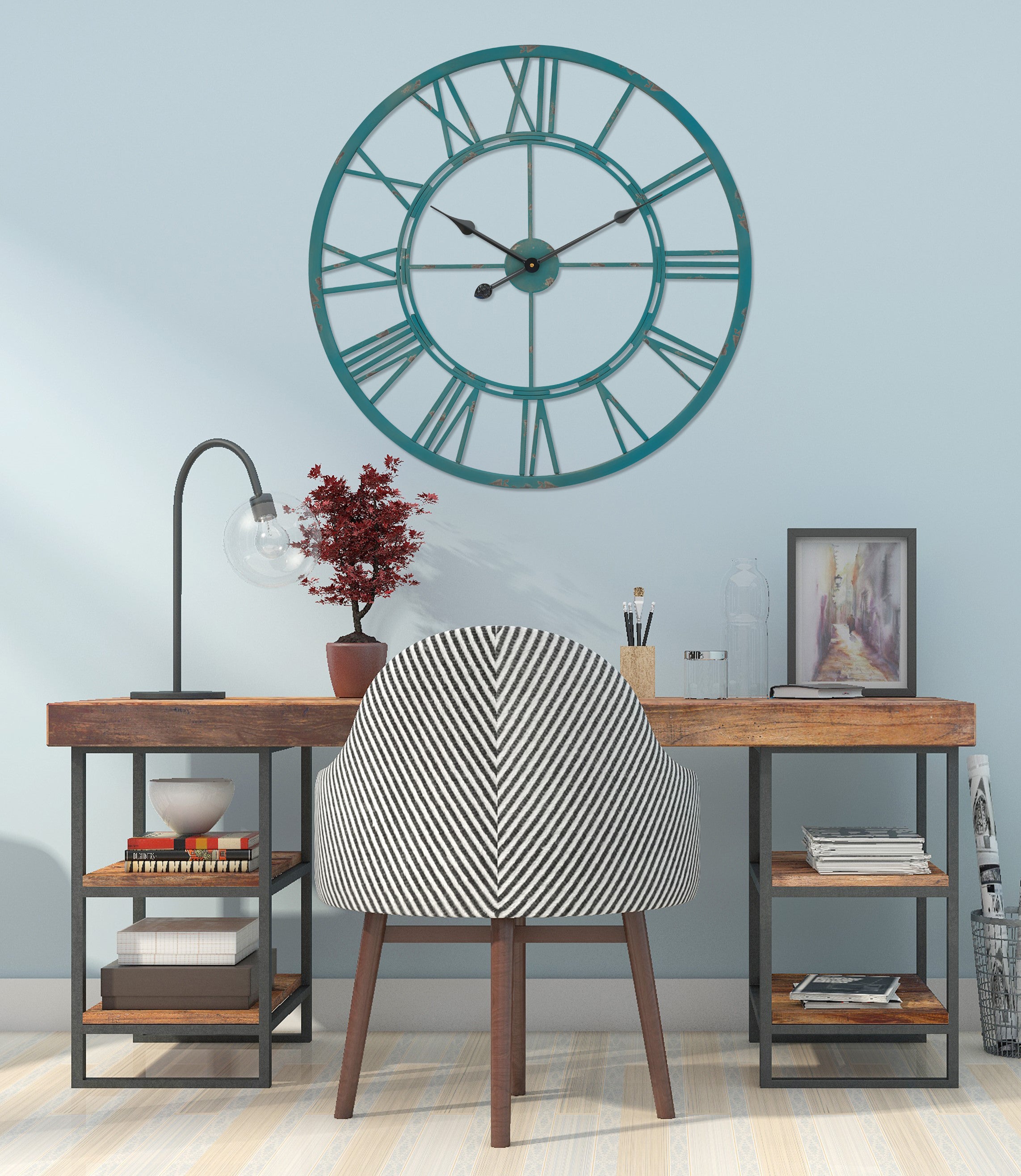 Loft97 CL6XX Oversized Roman Round Wall Clock, 27