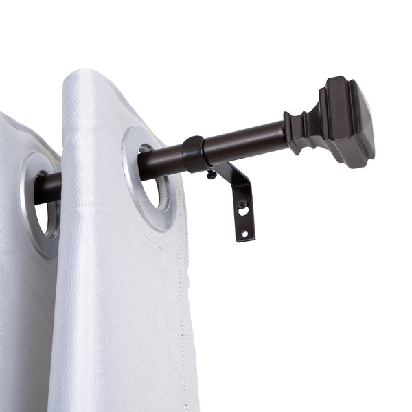 Loft97 D28XX Curtain Rod with Square Finials, Adjustable Length 86-120"