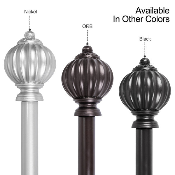 Loft97 D44P Curtain Rod with Decorative Round Finials, 48-86", Pewter